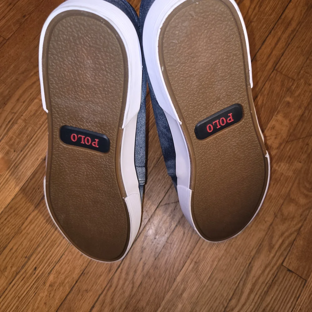 Polo by Ralph Lauren Men's Denim-Style Boat Shoes - Blue with White Laces